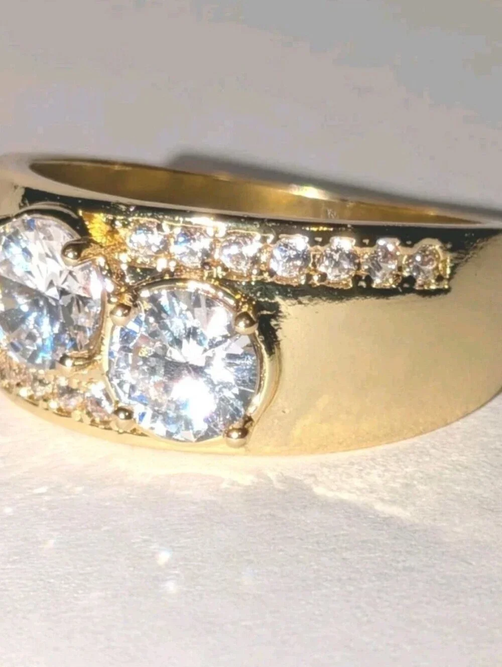 Men's 3 Ct Round Cut Moissanite Prong Engagement Ring 14K Yellow Gold Plate Sz 9